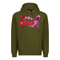 Army Green hey lover flip phone Premium Hoodie - FaDigitalArtStudio