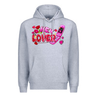 Heather Grey hey lover flip phone Premium Hoodie - FaDigitalArtStudio