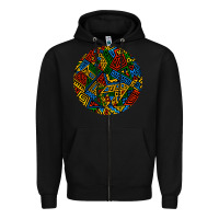 Black african fabric pattern round earrings 3 Zipper Hoodie - BundleAndBundleShop