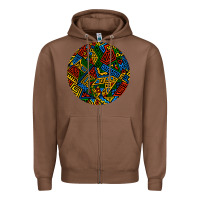 Chestnut african fabric pattern round earrings 3 Zipper Hoodie - BundleAndBundleShop