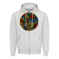 Dove Grey african fabric pattern round earrings 3 Zipper Hoodie - BundleAndBundleShop