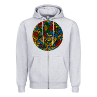 Heather Grey african fabric pattern round earrings 3 Zipper Hoodie - BundleAndBundleShop