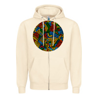 Sandshell african fabric pattern round earrings 3 Zipper Hoodie - BundleAndBundleShop