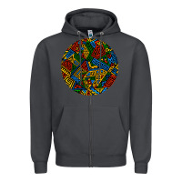 Smoke african fabric pattern round earrings 3 Zipper Hoodie - BundleAndBundleShop