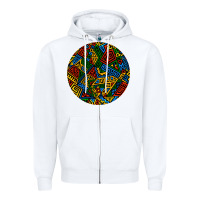 White african fabric pattern round earrings 3 Zipper Hoodie - BundleAndBundleShop