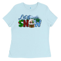 Baby Blue let it snow Ladies Tee - BundleAndBundleShop