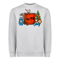 Heather Grey Camper Coffee Cup Heavyweight Sweatshirt - FaDigitalArtStudio
