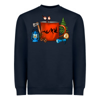 Navy Camper Coffee Cup Heavyweight Sweatshirt - FaDigitalArtStudio