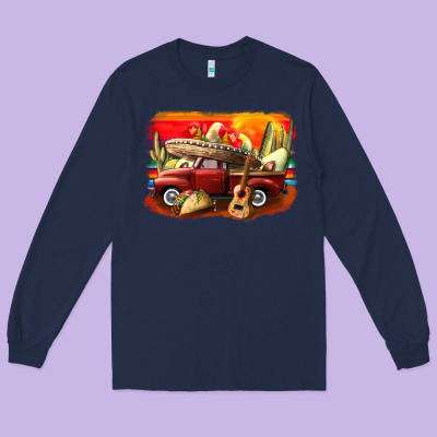 Mexican Cinco De Mayo Truck Long Sleeve Tee Designed By Cowgirlartshop