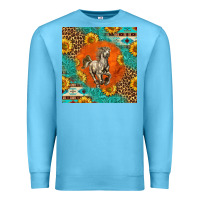 Ocean Blue western percheron horse Premium Sweatshirt - LillyAllenDesigns