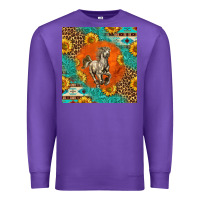 Purple western percheron horse Premium Sweatshirt - LillyAllenDesigns