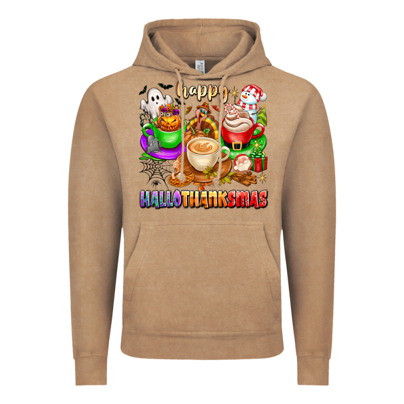 Happy Hallothanksmas Coffee Cups With Ghost Turkey Vintage Hoodie by texasbilliewilder | Teevron