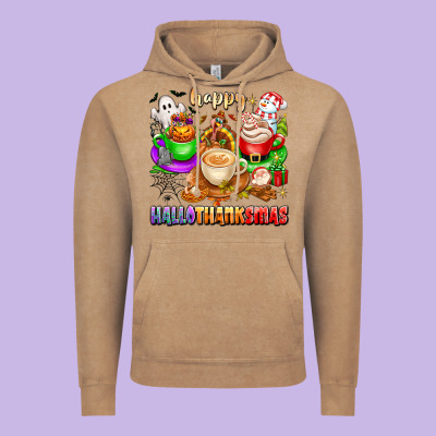 Happy Hallothanksmas Coffee Cups With Ghost Turkey Vintage Hoodie Designed By Texasbilliewilder