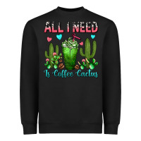 Black All I Need Is Coffee Cactus Frappe Heavyweight Sweatshirt - FaDigitalArtStudio