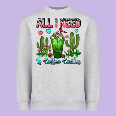 All I Need Is Coffee Cactus Frappe Heavyweight Sweatshirt Designed By Fadigitalartstudio