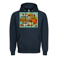Navy autumn leaves and pumpkins please mouse pad Zipper Hoodie - BundleAndBundleShop
