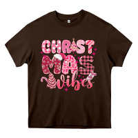 Chocolate Brown christmas vibes pink Heavy Core Tee - MaliasSmallBusiness
