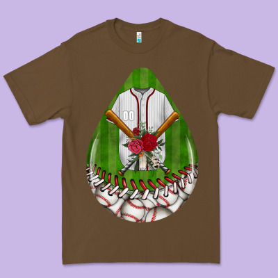 Baseball And Western Roses Teardrop  2 Premium Tee Designed By Bundleandbundleshop