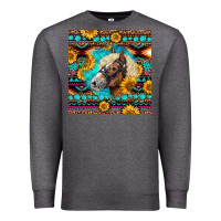 Charcoal Heather Haflinger Horse Aztec Premium Sweatshirt - LillyAllenDesigns