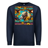 Navy Haflinger Horse Aztec Premium Sweatshirt - LillyAllenDesigns