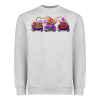 Heather Grey Mardi Gras Farm Trucks Heavyweight Sweatshirt - FaDigitalArtStudio