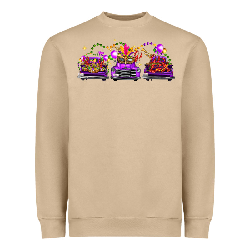 Mardi Gras Farm Trucks Heavyweight Sweatshirt by FaDigitalArtStudio | Teevron