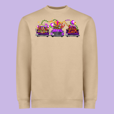 Mardi Gras Farm Trucks Heavyweight Sweatshirt Designed By Fadigitalartstudio