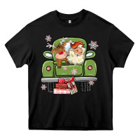 Christmas Santa And Reindeer Truck Heavy Core Tee | Teevron