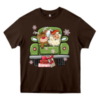 Chocolate Brown christmas santa and reindeer truck Heavy Core Tee - MaliasSmallBusiness