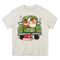 Cream christmas santa and reindeer truck Heavy Core Tee - MaliasSmallBusiness