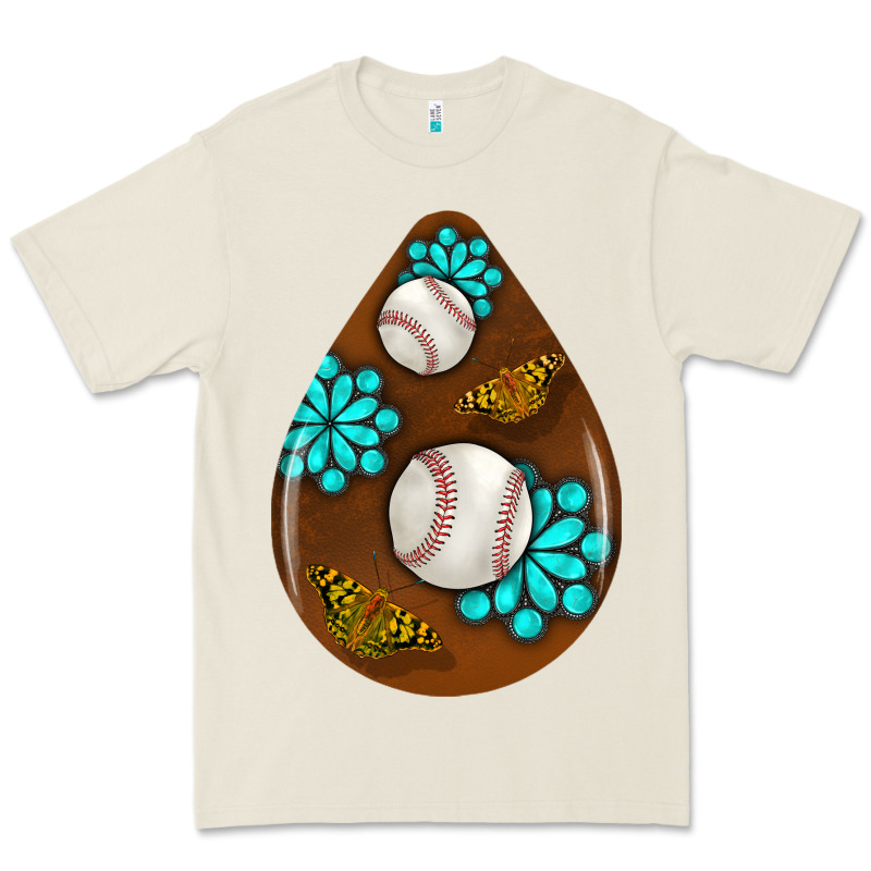Baseball And Western Roses Teardrop  1 Premium Tee by BundleAndBundleShop | Teevron