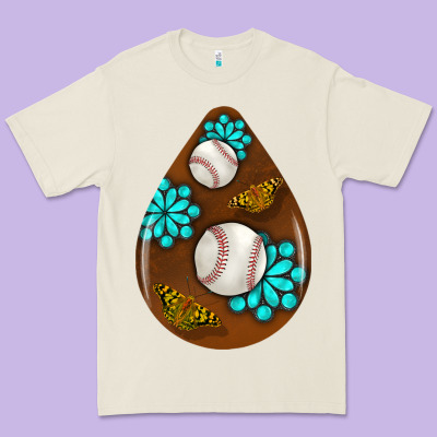 Baseball And Western Roses Teardrop  1 Premium Tee Designed By Bundleandbundleshop