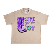 French Oak Give Cancer the boot purple ribbon Urban Heavy Tee - NancyCooperArtShop