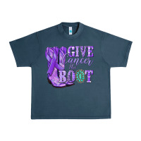 Midnight Navy Give Cancer the boot purple ribbon Urban Heavy Tee - NancyCooperArtShop