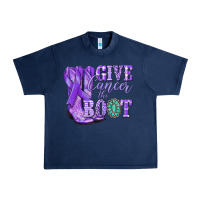 Navy Give Cancer the boot purple ribbon Urban Heavy Tee - NancyCooperArtShop