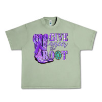 Oil Green Give Cancer the boot purple ribbon Urban Heavy Tee - NancyCooperArtShop