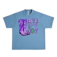 Pebble Blue Give Cancer the boot purple ribbon Urban Heavy Tee - NancyCooperArtShop