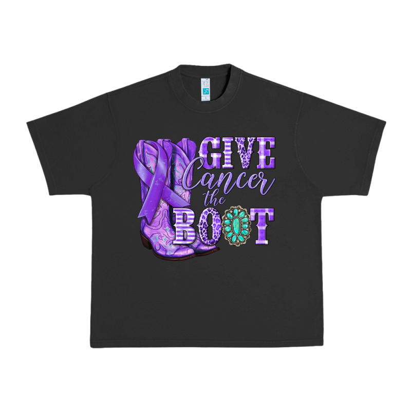 Give Cancer The Boot Purple Ribbon Urban Heavy Tee by NancyCooperArtShop | Teevron