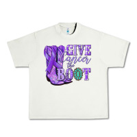 Pistachio Give Cancer the boot purple ribbon Urban Heavy Tee - NancyCooperArtShop