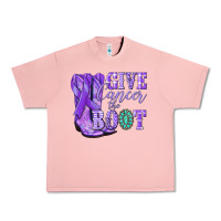 Salmon Give Cancer the boot purple ribbon Urban Heavy Tee - NancyCooperArtShop