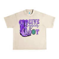 Sandshell Give Cancer the boot purple ribbon Urban Heavy Tee - NancyCooperArtShop