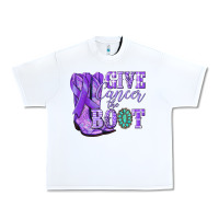 White Give Cancer the boot purple ribbon Urban Heavy Tee - NancyCooperArtShop