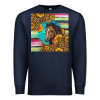 Navy quarter horse aztec pattern Premium Sweatshirt - LillyAllenDesigns