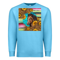 Ocean Blue quarter horse aztec pattern Premium Sweatshirt - LillyAllenDesigns