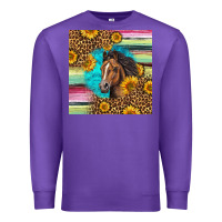 Purple quarter horse aztec pattern Premium Sweatshirt - LillyAllenDesigns