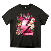 Asphalt pink christmas lightning bolt Heavy Core Tee - MaliasSmallBusiness