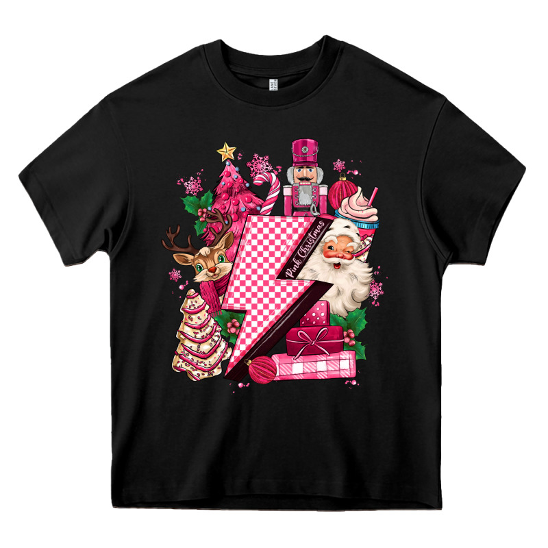 Pink Christmas Lightning Bolt Heavy Core Tee by MaliasSmallBusiness | Teevron