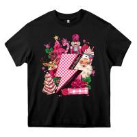 Black pink christmas lightning bolt Heavy Core Tee - MaliasSmallBusiness