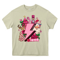 Mossy pink christmas lightning bolt Heavy Core Tee - MaliasSmallBusiness