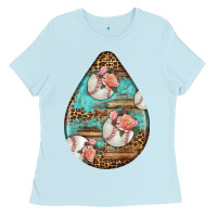 Baby Blue american football and western roses teardrop Ladies Tee - BundleAndBundleShop